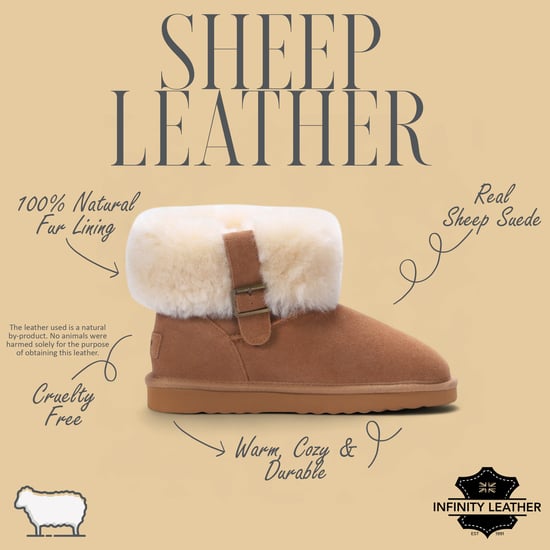 Damen Winterstiefeletten aus echtem Schaffell, hellbraun, Wildleder – Granit - Image 2
