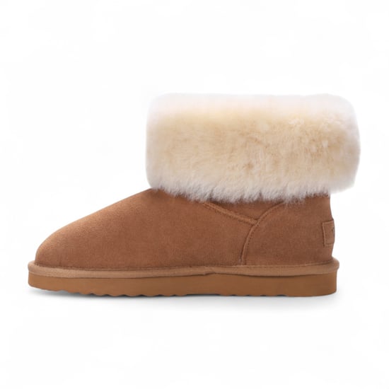 Damen Winterstiefeletten aus echtem Schaffell, hellbraun, Wildleder – Granit - Image 4