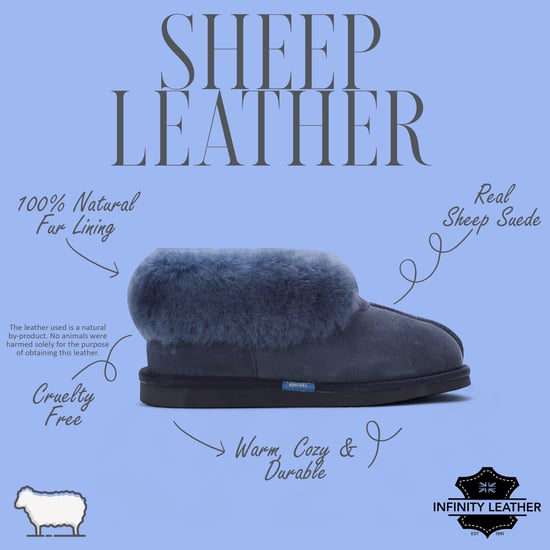 Damen Winterstiefelette aus Schaffell-Wildleder in Marineblau zum Hineinschlüpfen – Glacier - Image 2