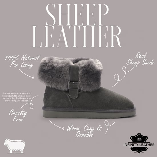 Damen Winterstiefeletten aus echtem Schaffell, grau, Wildleder – Granit - Image 2