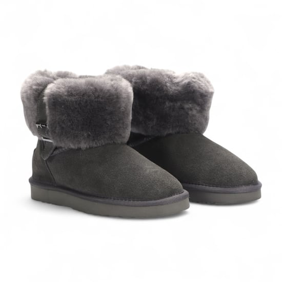 Damen Winterstiefeletten aus echtem Schaffell, grau, Wildleder – Granit - Image 3