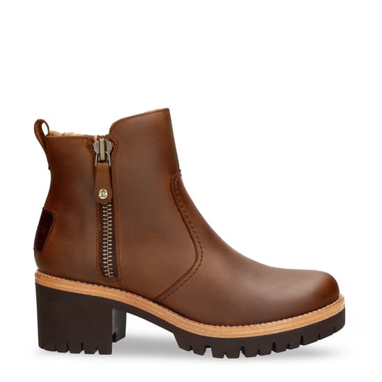 Panama Jack Damen Pauline B9 Bark wasserdichte Lederstiefeletten mit Absatz - Image 1