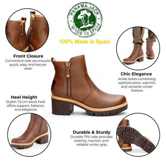 Panama Jack Damen Pauline B9 Bark wasserdichte Lederstiefeletten mit Absatz - Image 2