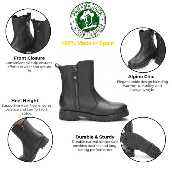 Panama Jack Damen Fabi Igloo B1 Schwarze wasserdichte Lederstiefeletten - Image 2