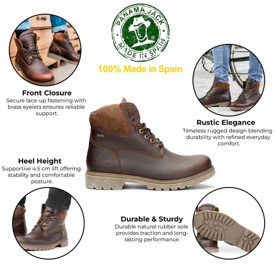 Panama Jack Herren Amur GTX C10 Kastanienbraune wasserdichte Lederstiefeletten - Image 2