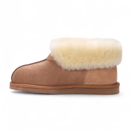 Damen Winterstiefelette aus Schaffell-Wildleder in Hellbraun zum Hineinschlüpfen – Glacier - Image 4