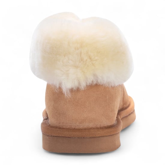 Damen Winterstiefelette aus Schaffell-Wildleder in Hellbraun zum Hineinschlüpfen – Glacier - Image 5