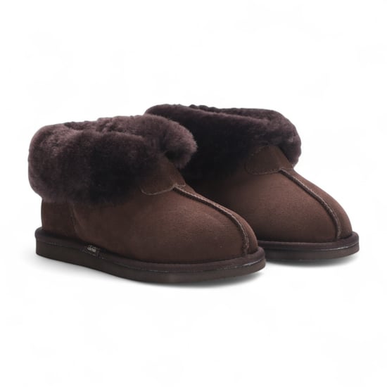 Damen Winterstiefelette aus Schaffell-Wildleder in Braun zum Hineinschlüpfen - Glacier - Image 3