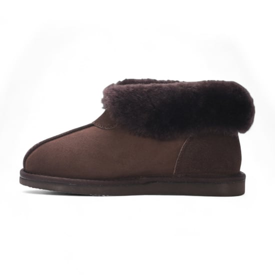 Damen Winterstiefelette aus Schaffell-Wildleder in Braun zum Hineinschlüpfen - Glacier - Image 4