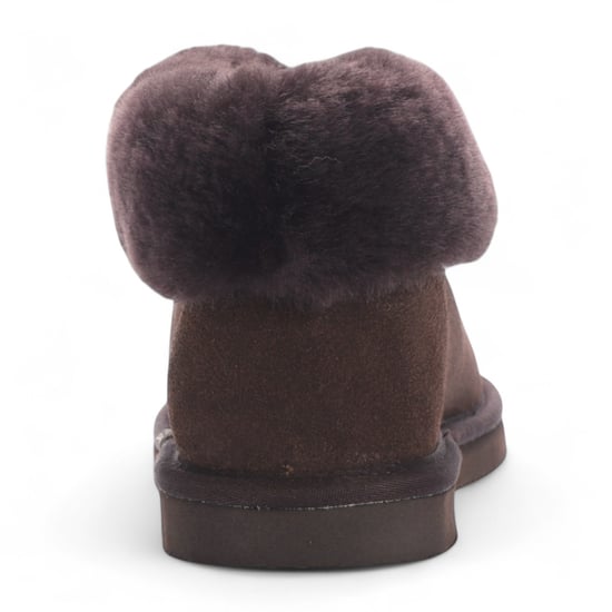 Damen Winterstiefelette aus Schaffell-Wildleder in Braun zum Hineinschlüpfen - Glacier - Image 5