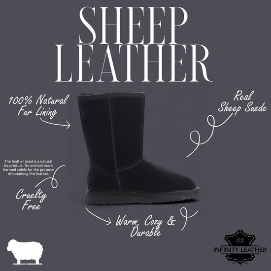 Damen Winterstiefeletten aus echtem Schaffell, Wildleder, schwarz, zum Hineinschlüpfen – Dämmerung - Image 2