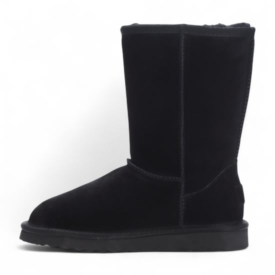 Damen Winterstiefeletten aus echtem Schaffell, Wildleder, schwarz, zum Hineinschlüpfen – Dämmerung - Image 4