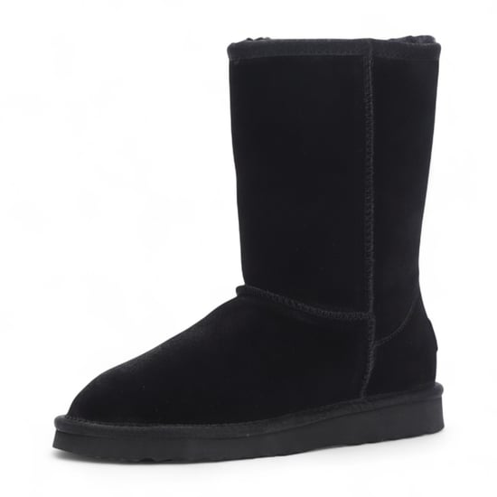 Damen Winterstiefeletten aus echtem Schaffell, Wildleder, schwarz, zum Hineinschlüpfen – Dämmerung - Image 5