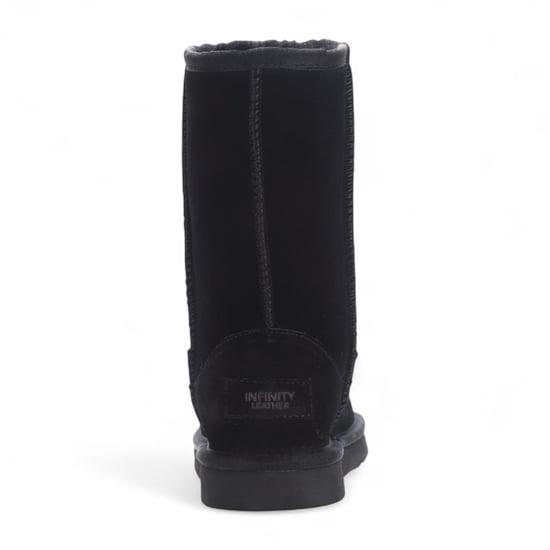 Damen Winterstiefeletten aus echtem Schaffell, Wildleder, schwarz, zum Hineinschlüpfen – Dämmerung - Image 6