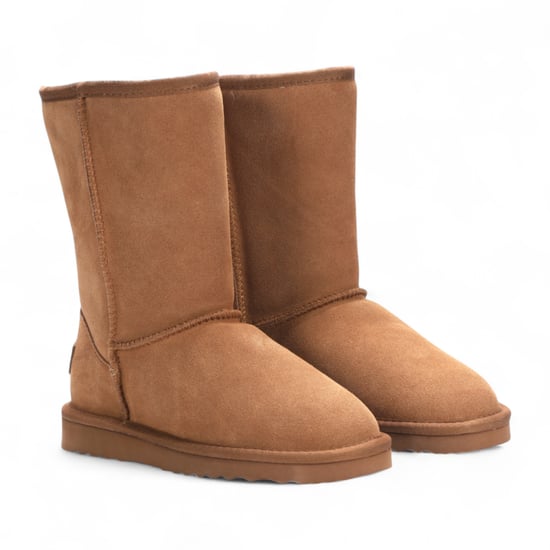 Damen Winterstiefeletten aus echtem Schaffell in Kastanienbraun mit Wildleder-Optik - Dämmerung - Image 3