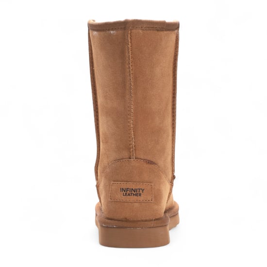 Damen Winterstiefeletten aus echtem Schaffell in Kastanienbraun mit Wildleder-Optik - Dämmerung - Image 6
