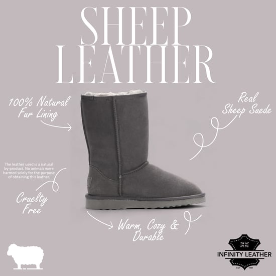Damen Winterstiefeletten aus echtem Schaffell in Grau mit Wildleder-Optik - Dämmerung - Image 2