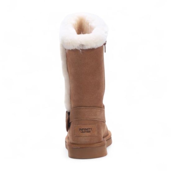 Damen Winterstiefel aus echtem Schaffell, hellbraun, Wildleder, Kalbsleder, warm – Redwood - Image 5