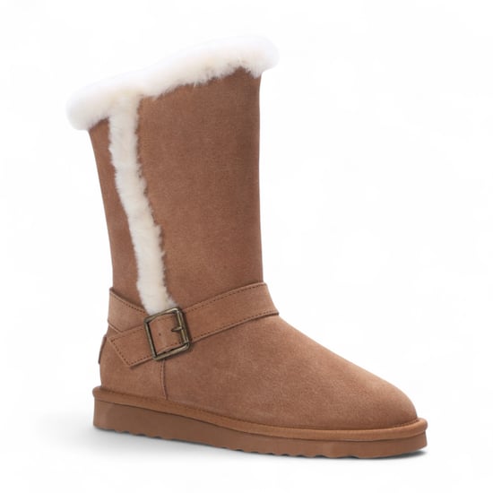 Damen Winterstiefel aus echtem Schaffell, hellbraun, Wildleder, Kalbsleder, warm – Redwood - Image 6