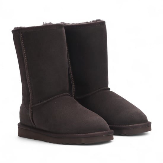 Damen Winterstiefeletten aus echtem Schaffell in Braun mit Wildleder-Optik - Dämmerung - Image 3
