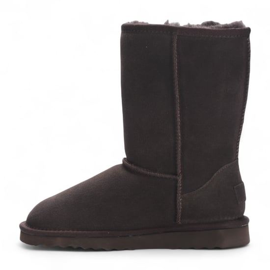 Damen Winterstiefeletten aus echtem Schaffell in Braun mit Wildleder-Optik - Dämmerung - Image 4