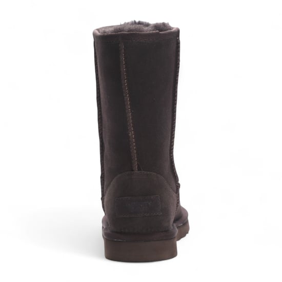 Damen Winterstiefeletten aus echtem Schaffell in Braun mit Wildleder-Optik - Dämmerung - Image 6