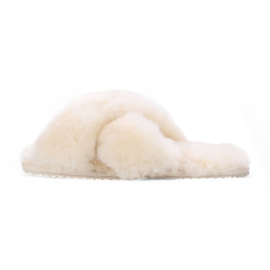 Damen Schaffell Hausschuhe Beige Warm Winter Fell Crossover - Snowbelle - Image 4