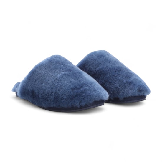 Damen-Hausschuhe aus Schaffell, Marineblau, warm, Winterpelz, Pantolette – Aurora - Image 3