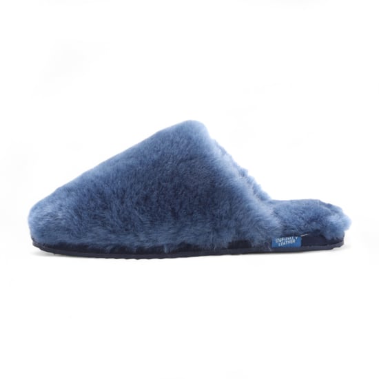 Damen-Hausschuhe aus Schaffell, Marineblau, warm, Winterpelz, Pantolette – Aurora - Image 4