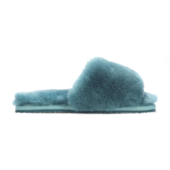 Damen Schaffell Hausschuhe Blaugrün Warme Winter Fell Slider - Nordic - Image 1