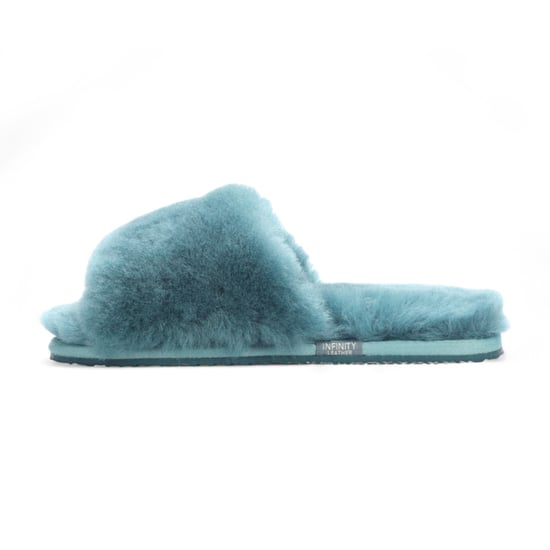 Damen Schaffell Hausschuhe Blaugrün Warme Winter Fell Slider - Nordic - Image 4