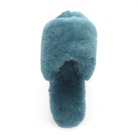 Damen Schaffell Hausschuhe Blaugrün Warme Winter Fell Slider - Nordic - Image 6