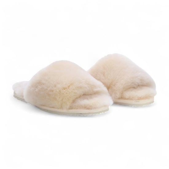 Damen Schaffell Hausschuhe Beige Warme Winter Fell Slider - Nordic - Image 3