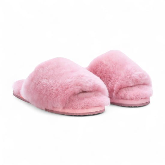 Damen Schaffell Hausschuhe Rosa Warme Winter Fell Slider - Nordic - Image 3