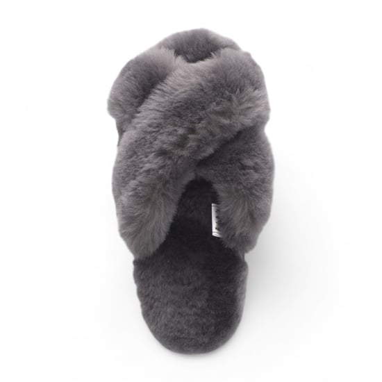 Damen Schaffell Hausschuhe Grau Warm Winter Fell Crossover - Snowbelle - Image 6