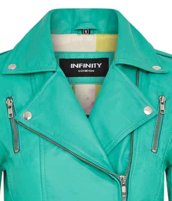 Damen Leder Aqua Blau Brando Bikerjacke-Loddon - Image 5