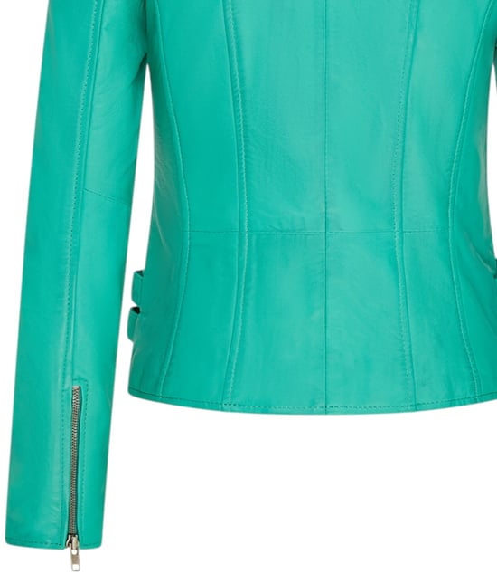 Damen Leder Aqua Blau Brando Bikerjacke-Loddon - Image 6