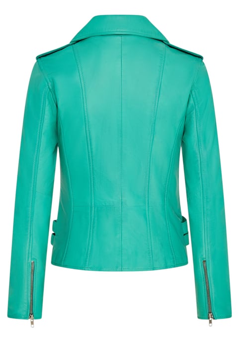 Damen Leder Aqua Blau Brando Bikerjacke-Constantia - Image 5