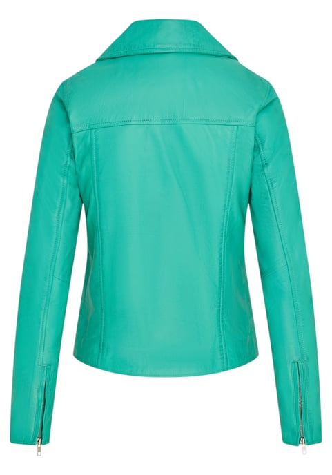 Aquablaue klassische Brando-Biker-Lederjacke für Damen – Soweto - Image 5
