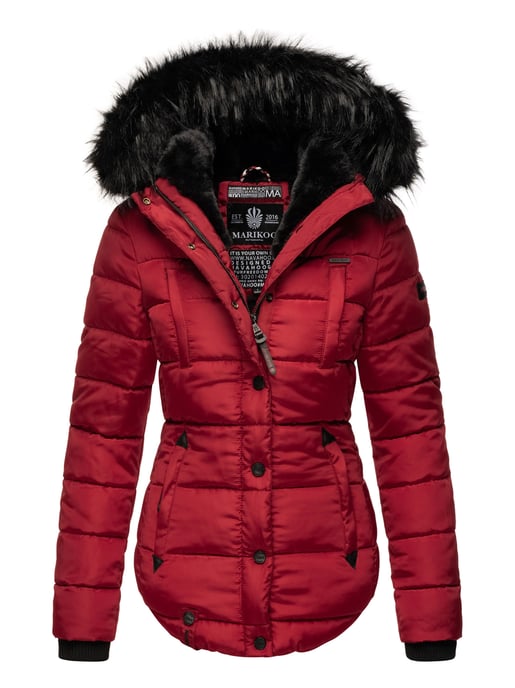 Marikoo Damen Winterjacke Lotusblüte mit Teddy-Innenfutter & Kunstfellkragen - Image 1