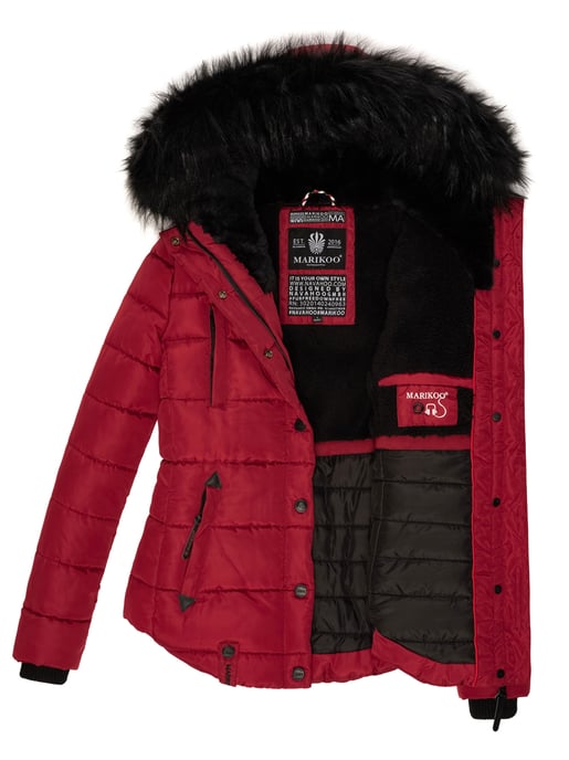 Marikoo Damen Winterjacke Lotusblüte mit Teddy-Innenfutter & Kunstfellkragen - Image 6
