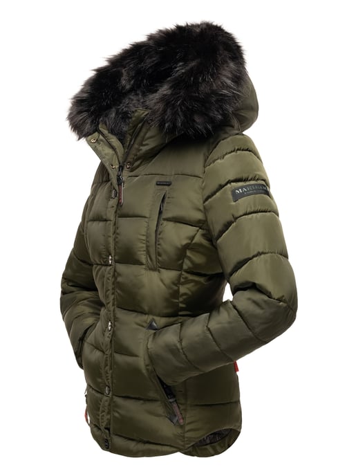 Marikoo Damen Winterjacke Lotusblüte mit Teddy-Innenfutter & Kunstfellkragen - Image 3