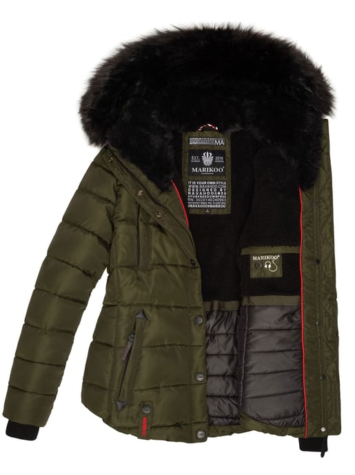 Marikoo Damen Winterjacke Lotusblüte mit Teddy-Innenfutter & Kunstfellkragen - Image 5