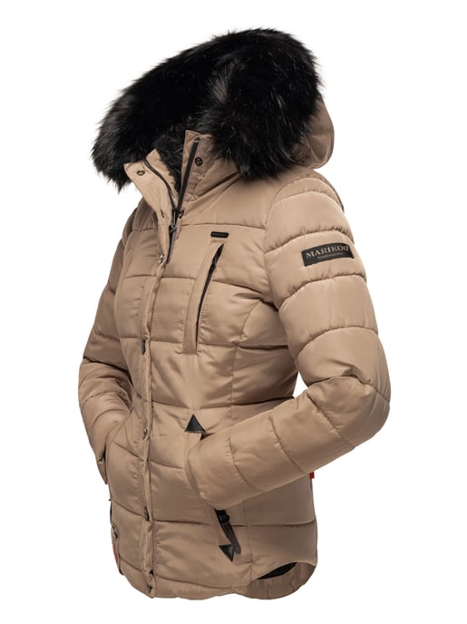 Marikoo Damen Winterjacke Lotusblüte mit Teddy-Innenfutter & Kunstfellkragen - Image 4