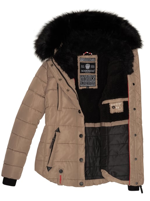Marikoo Damen Winterjacke Lotusblüte mit Teddy-Innenfutter & Kunstfellkragen - Image 6