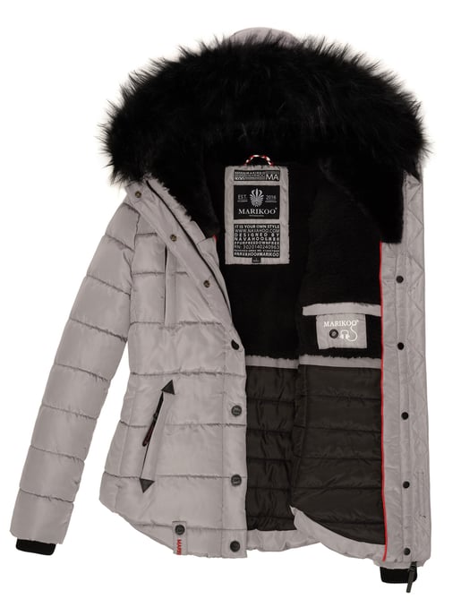 Marikoo Damen Winterjacke Lotusblüte mit Teddy-Innenfutter & Kunstfellkragen - Image 6