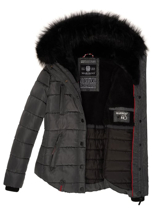 Marikoo Damen Winterjacke Lotusblüte mit Teddy-Innenfutter & Kunstfellkragen - Image 6