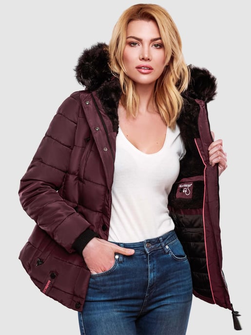 Marikoo Damen Winterjacke Lotusblüte mit Teddy-Innenfutter & Kunstfellkragen - Image 3
