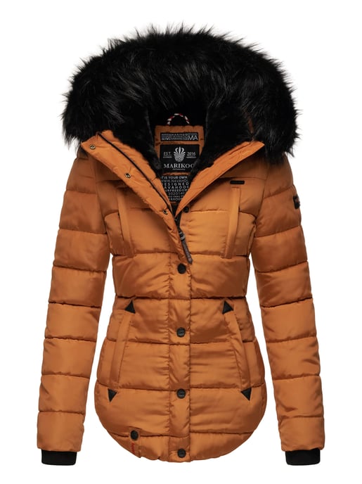 Marikoo Damen Winterjacke Lotusblüte mit Teddy-Innenfutter & Kunstfellkragen - Image 1