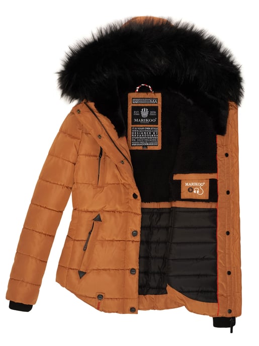 Marikoo Damen Winterjacke Lotusblüte mit Teddy-Innenfutter & Kunstfellkragen - Image 6